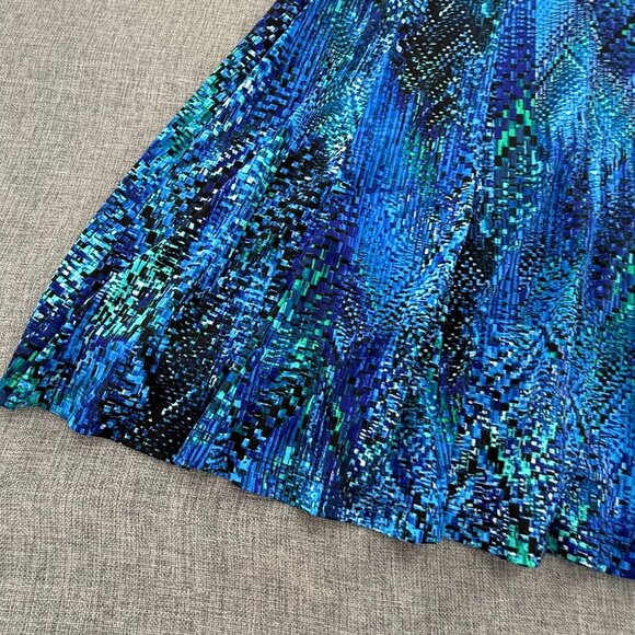 Connected Apparel Dress Blue Abstract Print 10 Petite Short Sleeves Stretchy - Picture 4 of 10